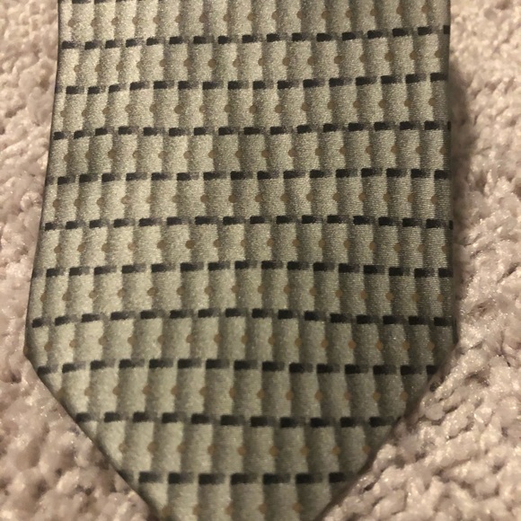 Perry Ellis geometric tie green silver - Picture 2 of 4